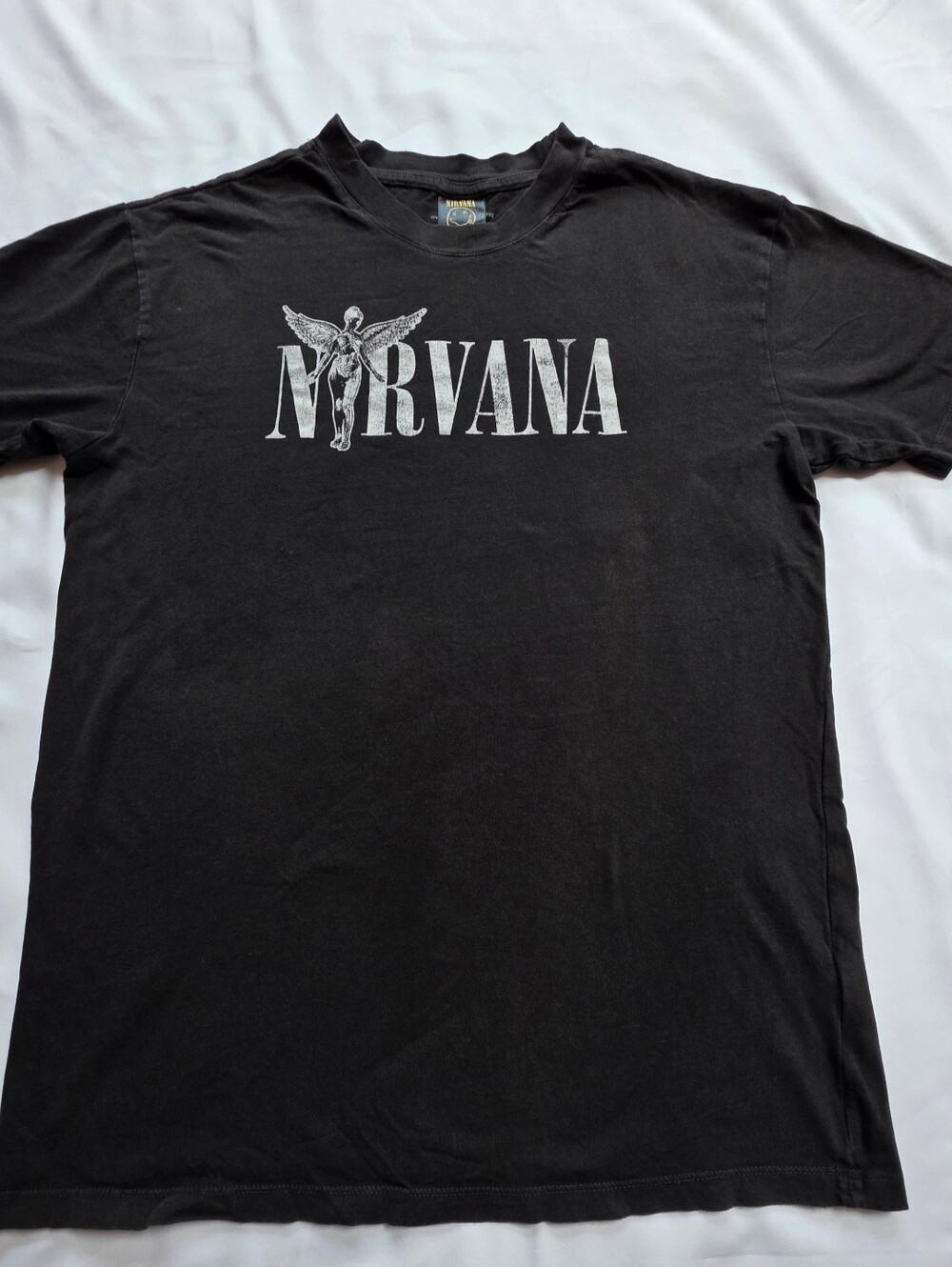 Nirvana Logo Angel Oversized Graphic Band T-Shirt Black XS Cotton On